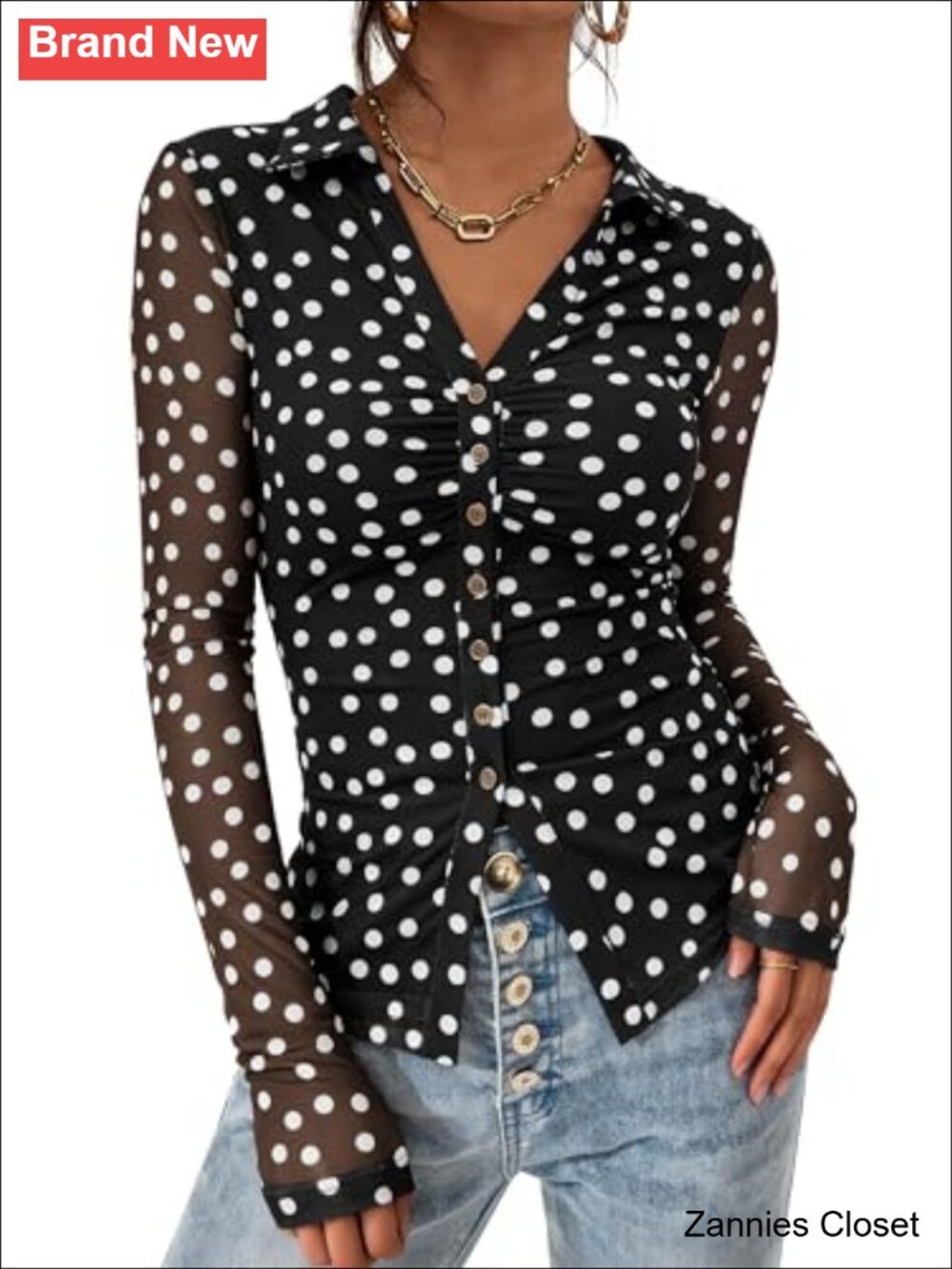 ✨ PRETTYGARDEN Women's Button Down Shirt Boho Mesh Floral Going Out Top